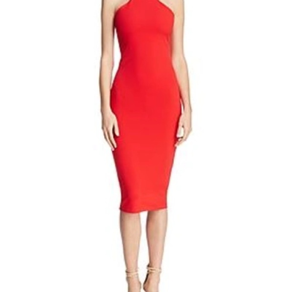 Red midi with back tie detail